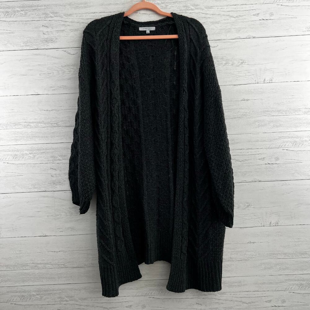 Favlux Gray Cable Knit Longline Open Front Cardigan Size L